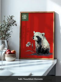 Panda Blume Rot Hintergrund