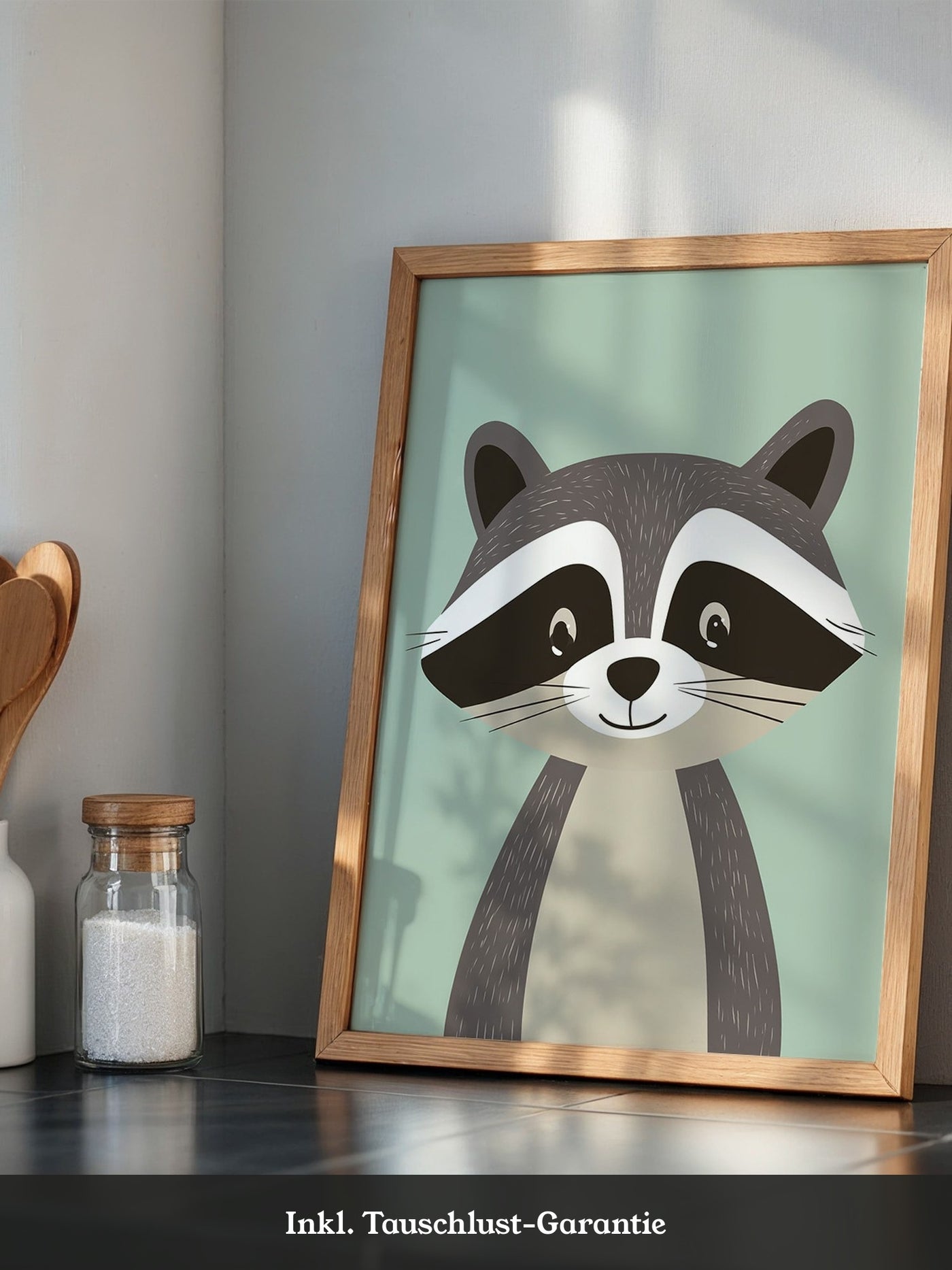 Waschbär Illustration Pastellfarben