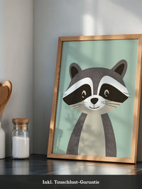 Waschbär Illustration Pastellfarben