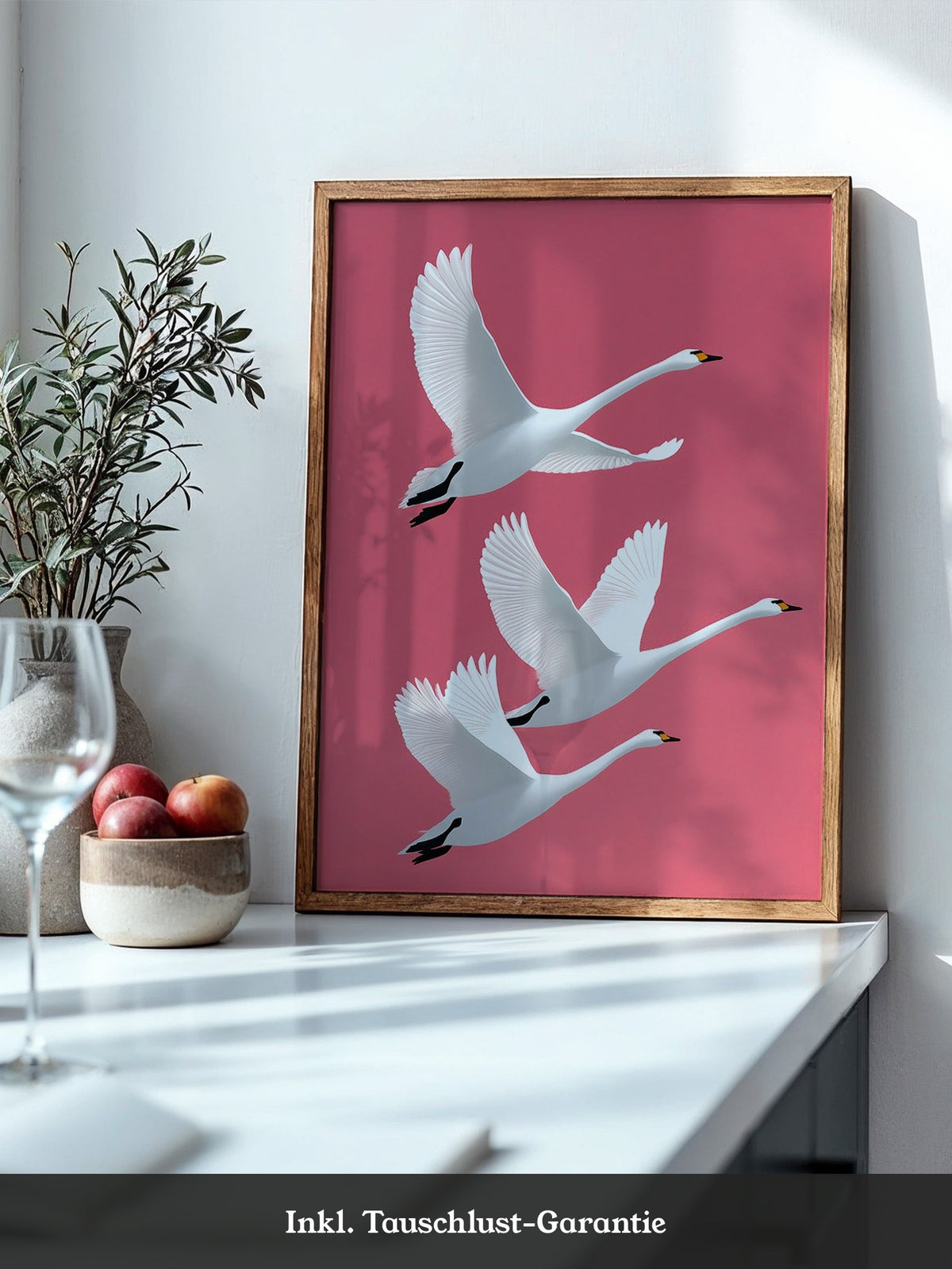 Schwäne Flug rosa Hintergrund