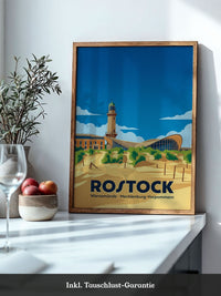 Rostock Leuchtturm Strand Illustration