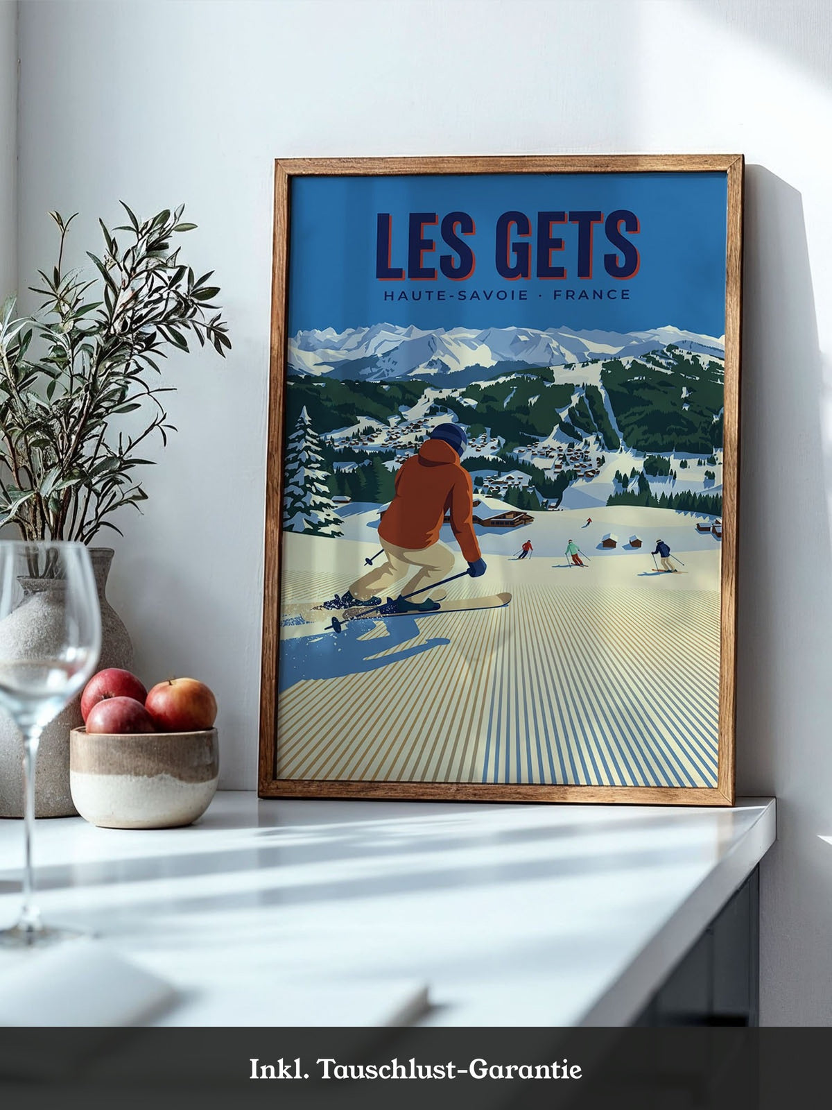 Skifahrer Berge Retro