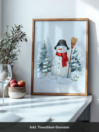 Schneemann Wald Aquarell