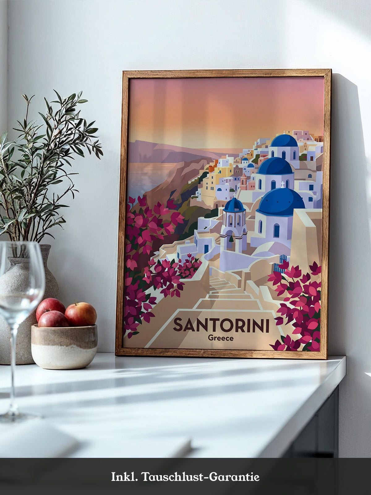 Santorini Stadtansicht Pastellfarben