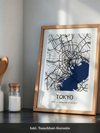 Tokio Stadtplan Schwarz-Weiß