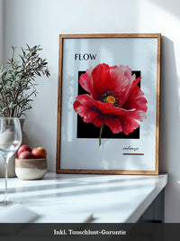 Rote Mohnblüte Aquarell Rahmen