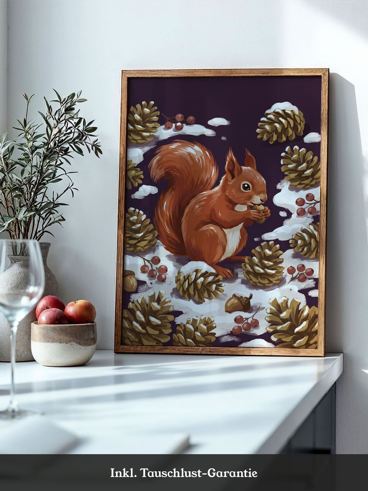 Rotes Eichhörnchen Winterkulisse