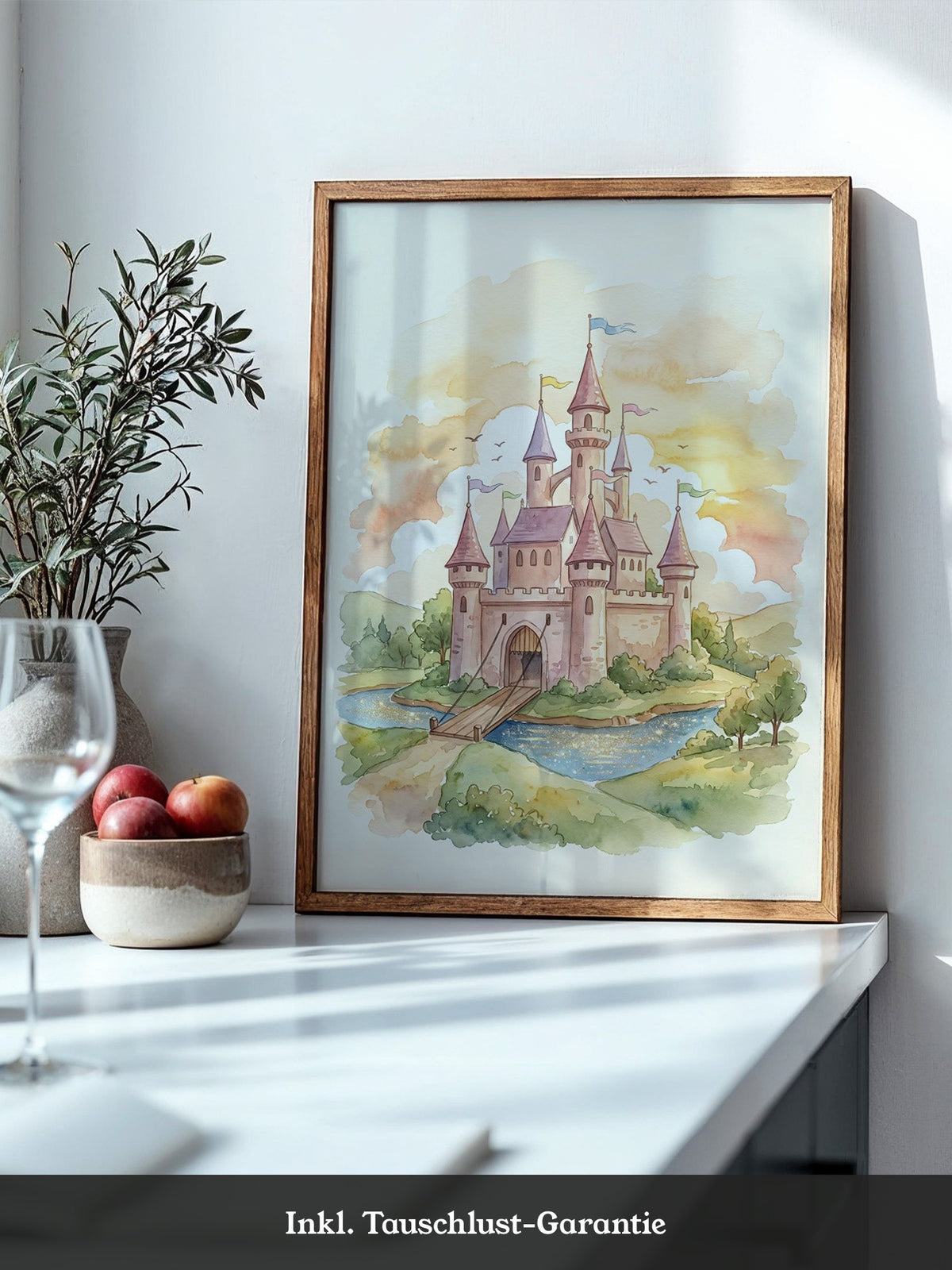 Märchenschloss Aquarell Sonnenuntergang