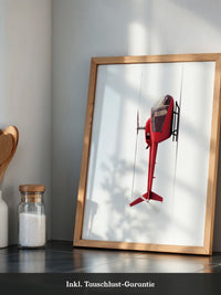 Roter Hubschrauber Seitenansicht