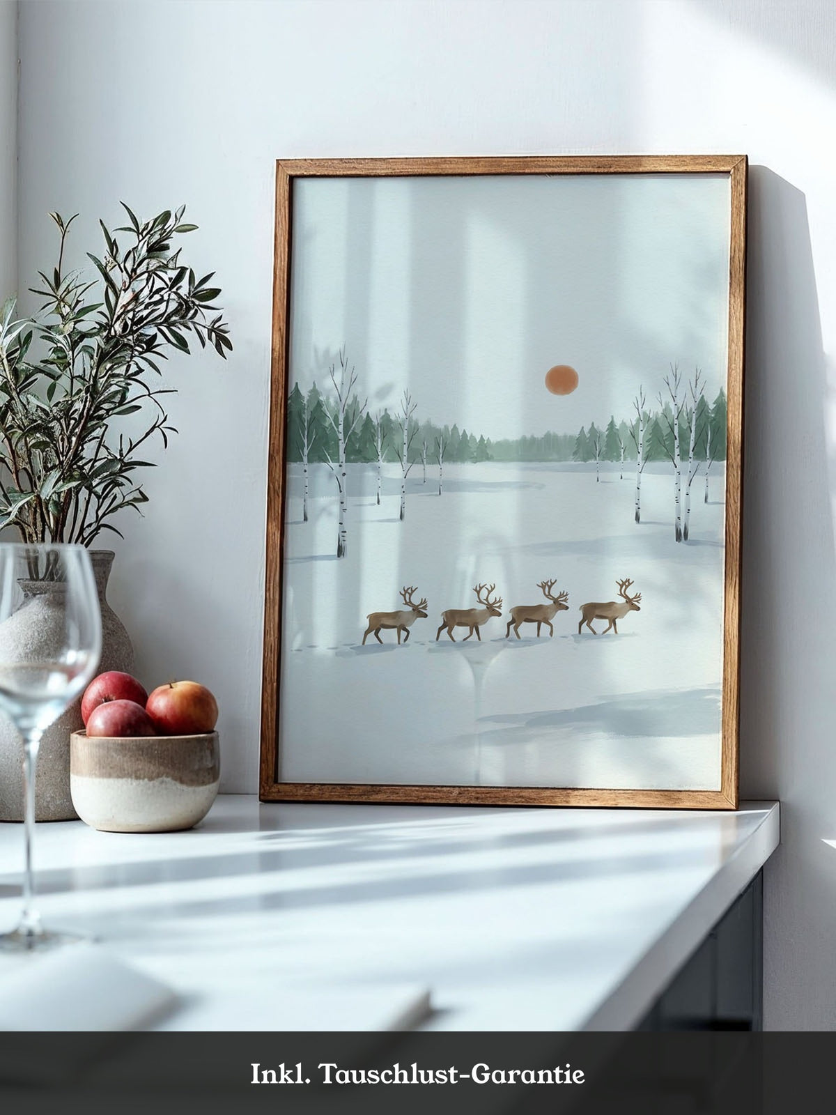 Rehe im verschneiten Wald