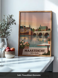 Maastricht Brücke in Abenddämmerung