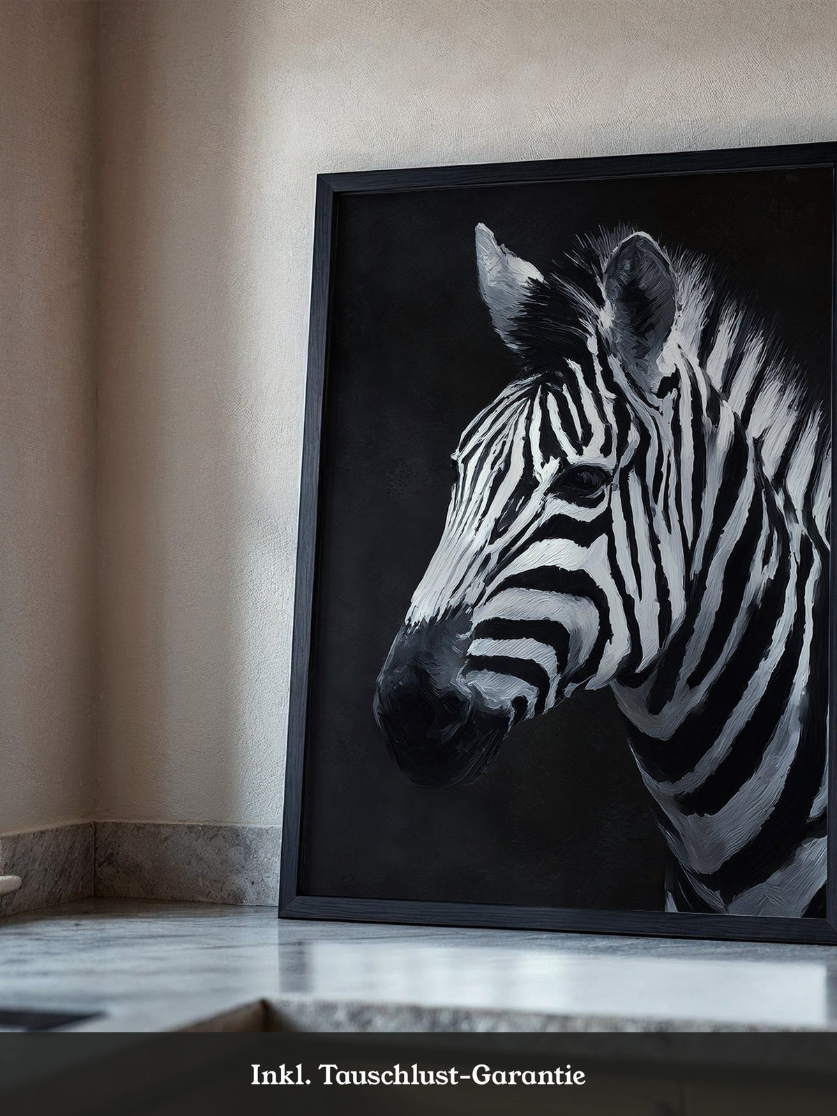 Zebra Profil schwarzweiß Pinselstriche