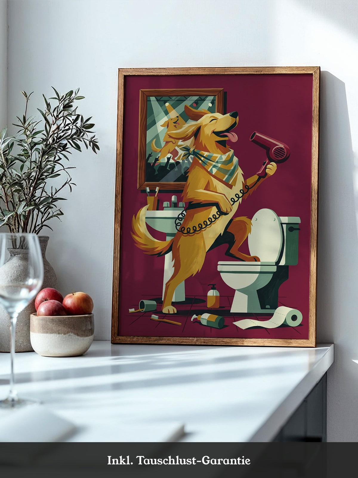 Rockiger Hund im Badewannenspaß