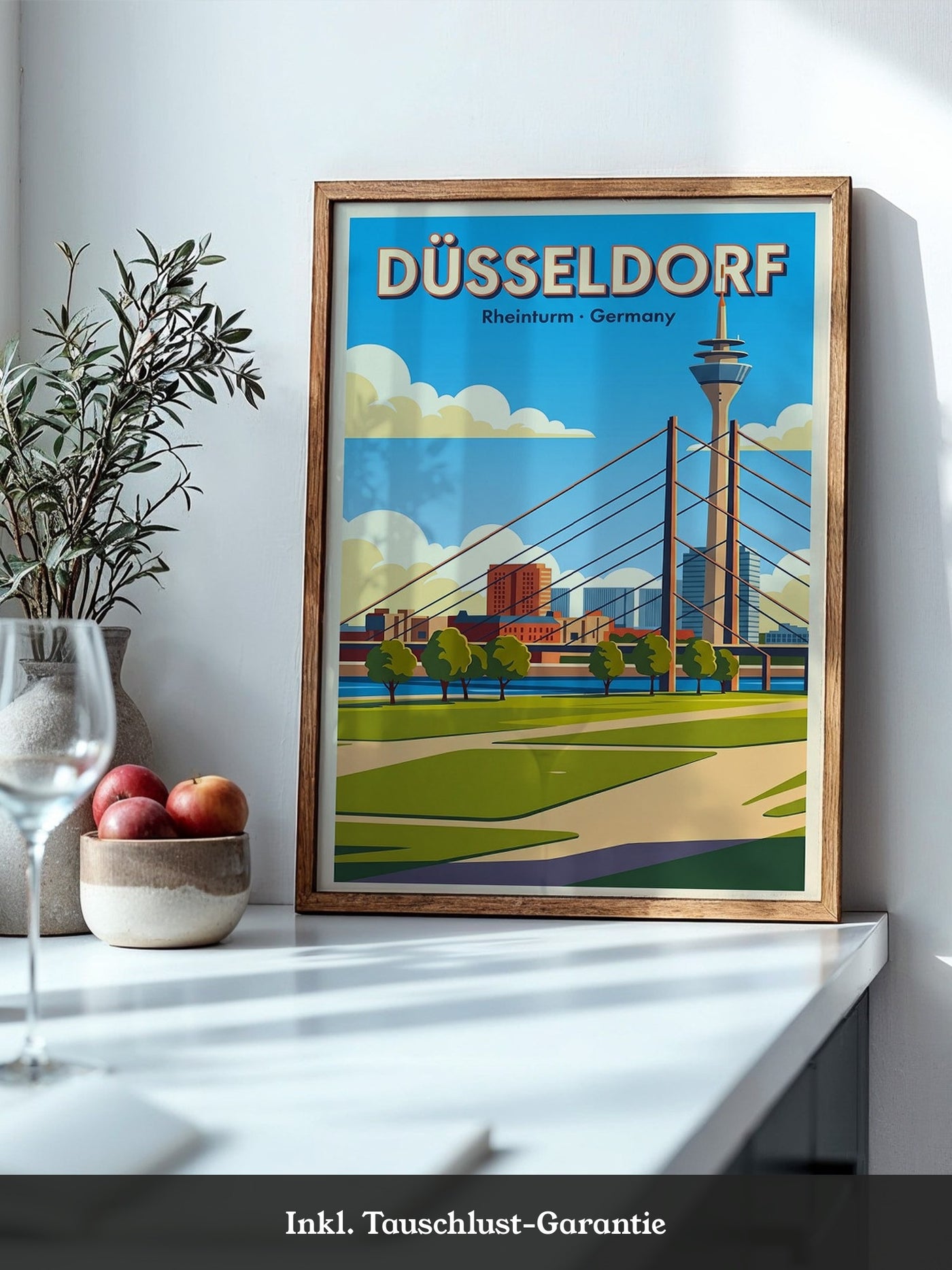 Rheinturm Düsseldorf Retro Skylinie