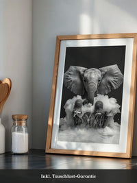 Elefant Schaum schwarzweiß