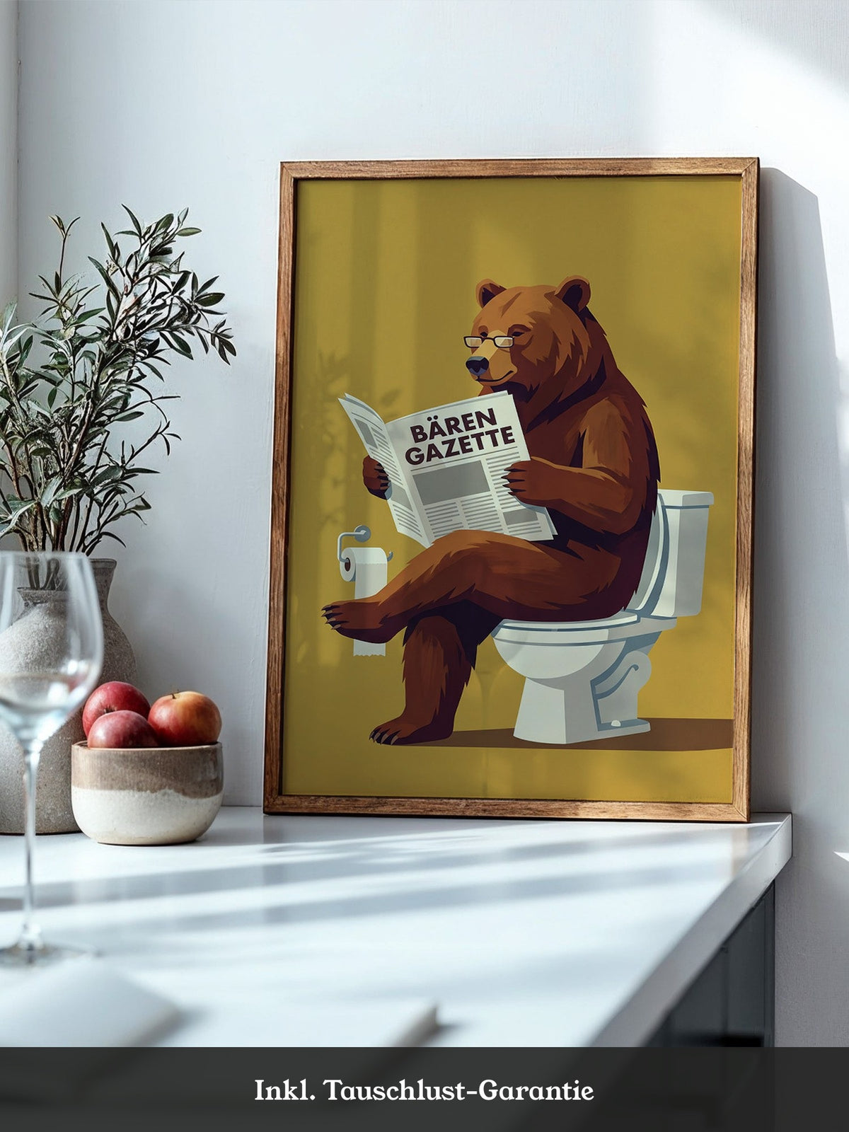 Lesender Bär auf Toilette Humor