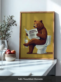 Lesender Bär auf Toilette Humor