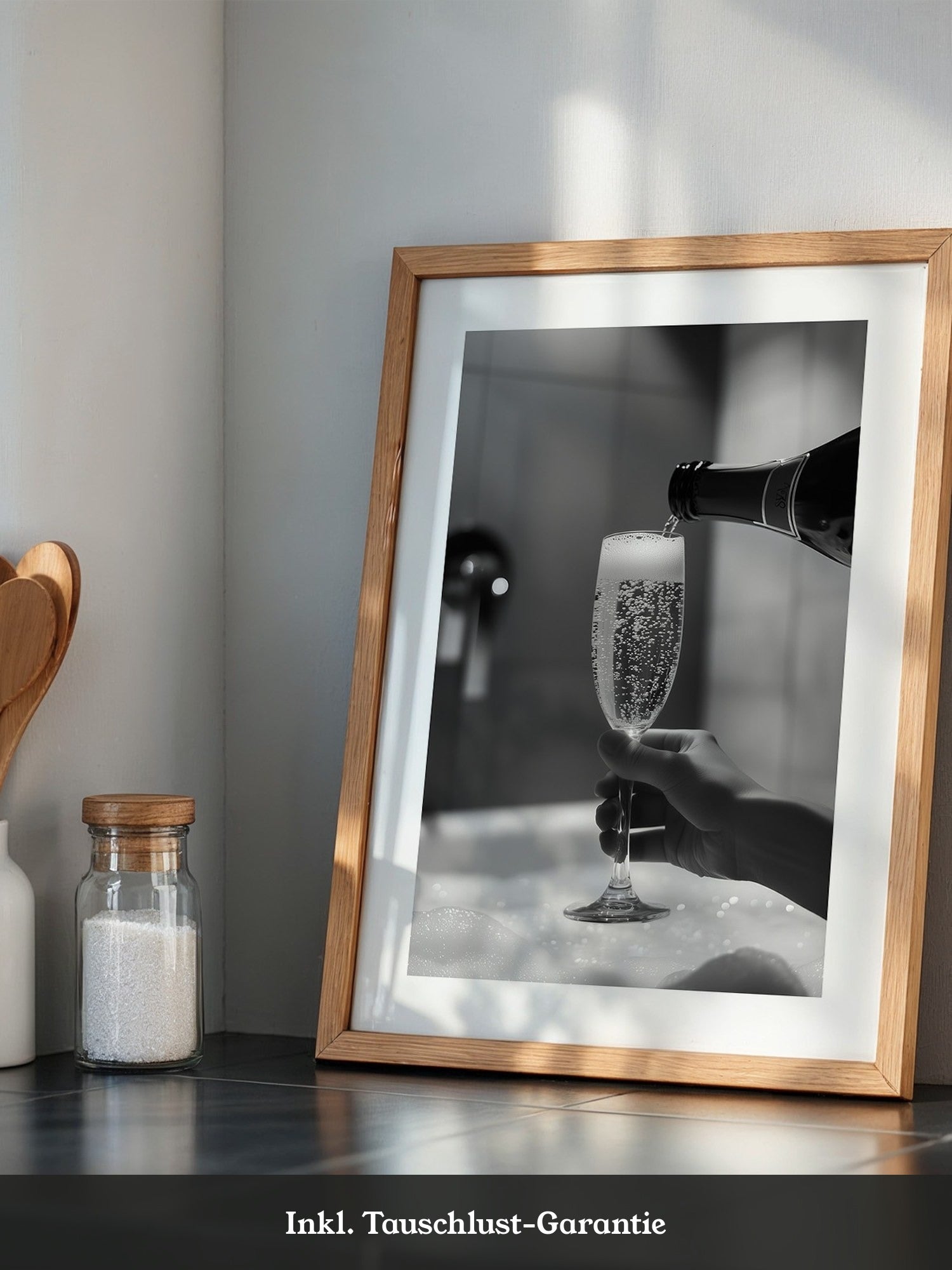 Sektglas Schwarzweiß Schaum