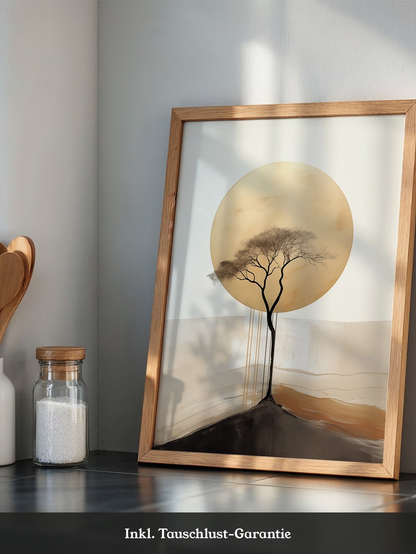 Baum Silhouette goldener Kreis