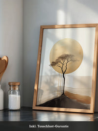 Baum Silhouette goldener Kreis