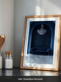 Sofa Kronleuchter tiefblau