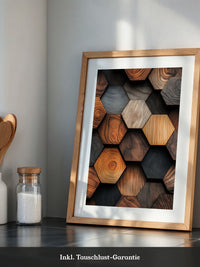 Holz Hexagon Mosaik Farbvielfalt