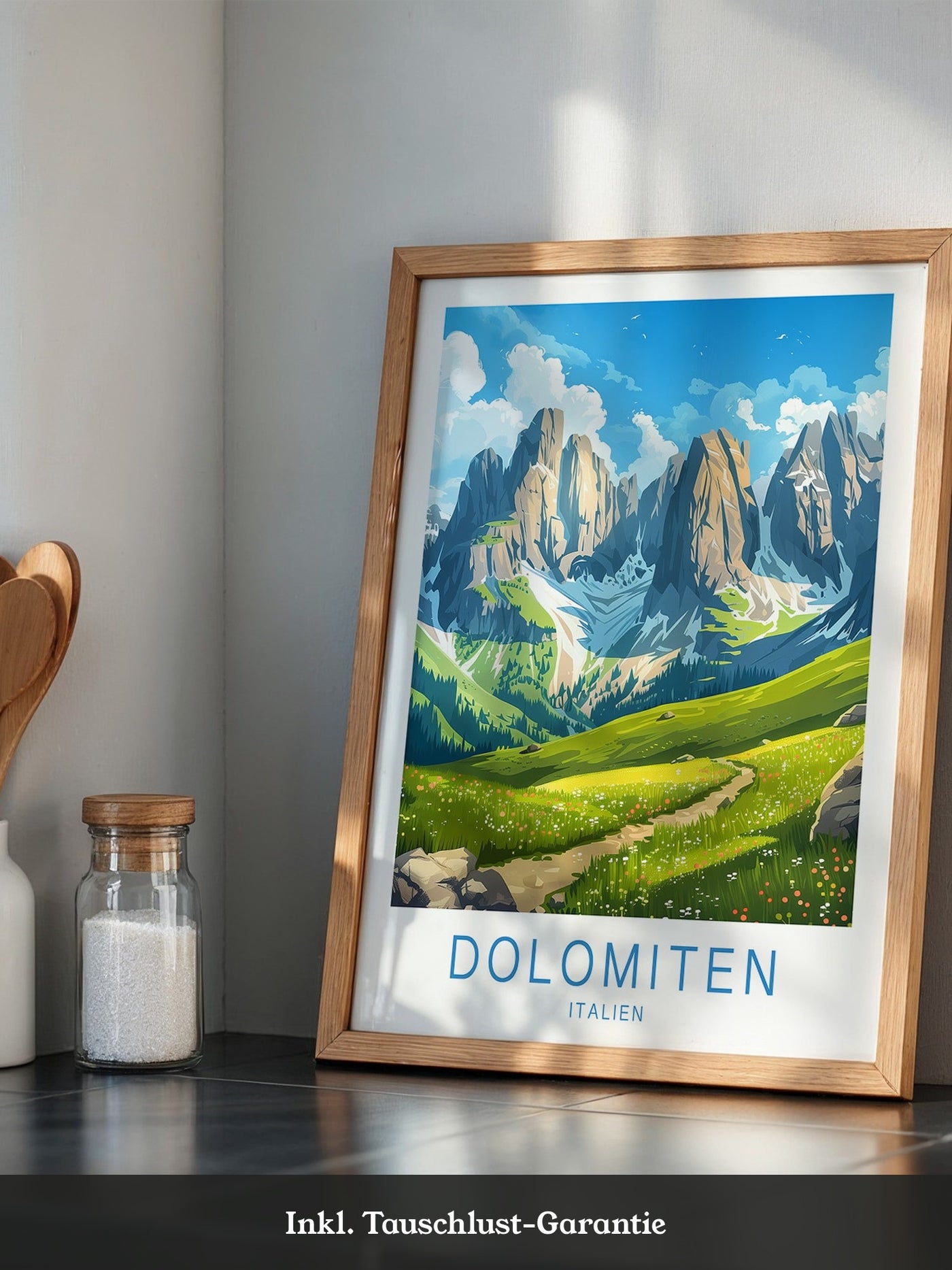 Dolomitengipfel Frühlingswiese Kunst