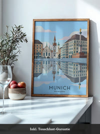Marienplatz Spiegelung Stadtszene