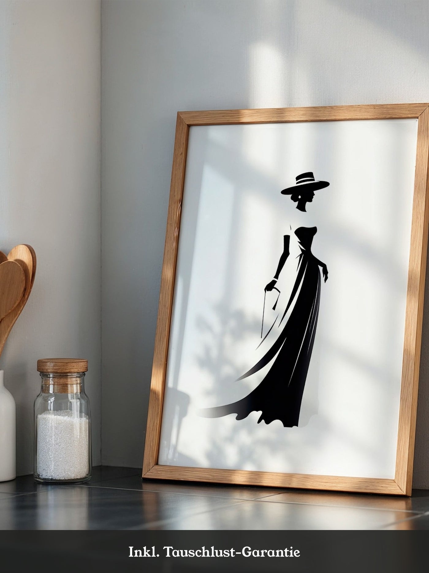 Dame Silhouette Eleganz Schwarz/Weiß