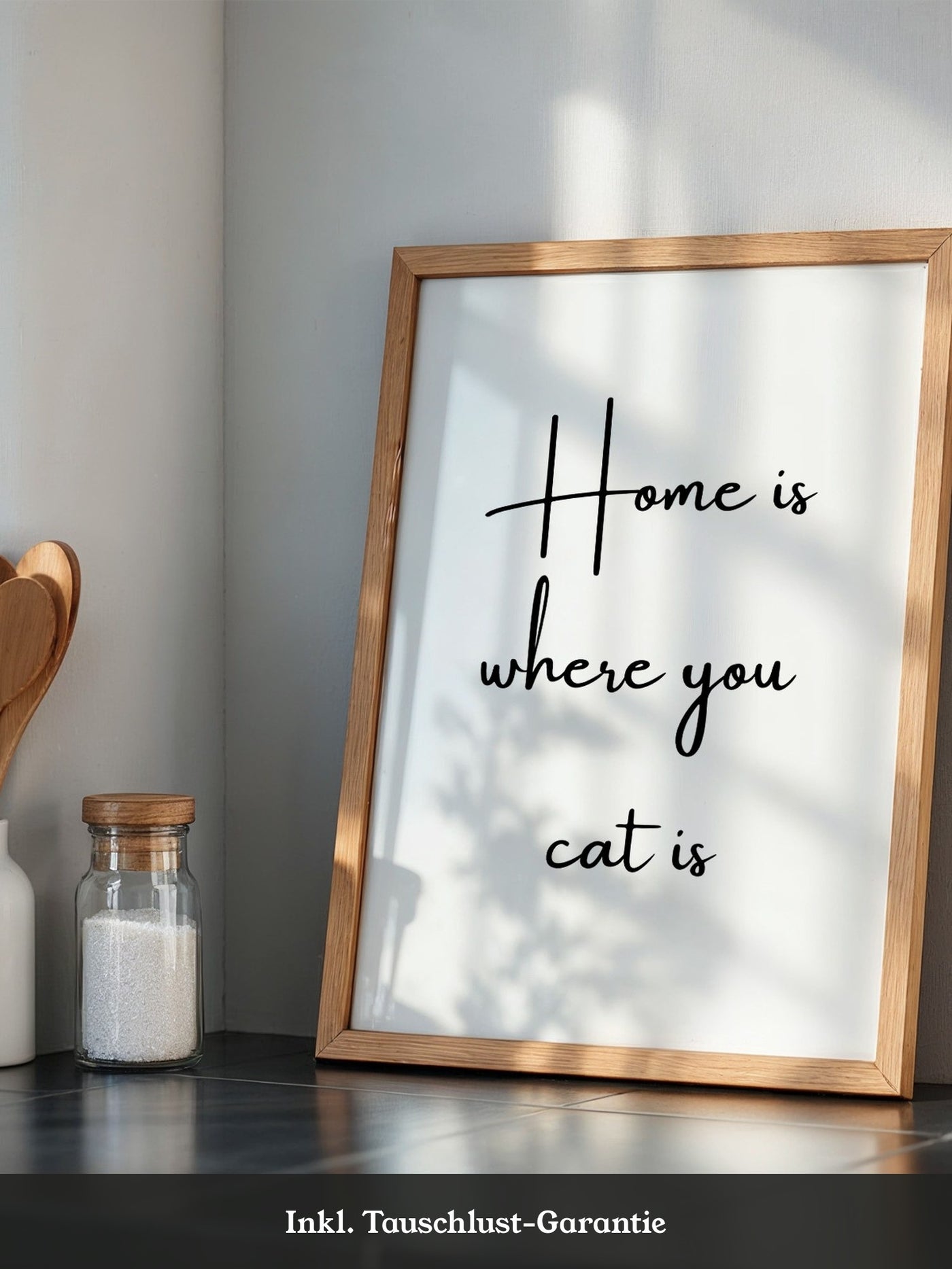 Schriftzug Zuhause Katze Liebe