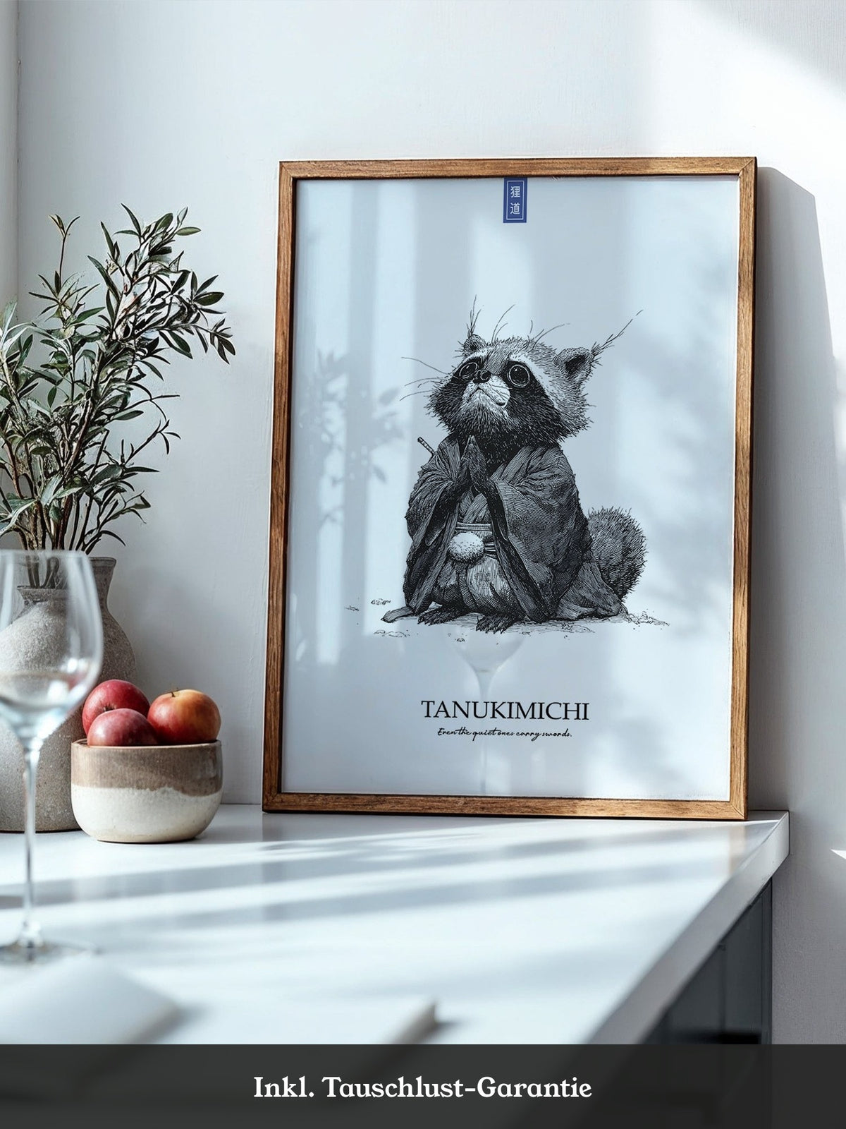 Tanuki Schwarzweiß Zeichnung