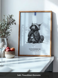 Tanuki Schwarzweiß Zeichnung