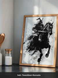 Samurai auf Pferd Tuschekunst