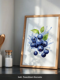Blaubeeren Splash Aquarell