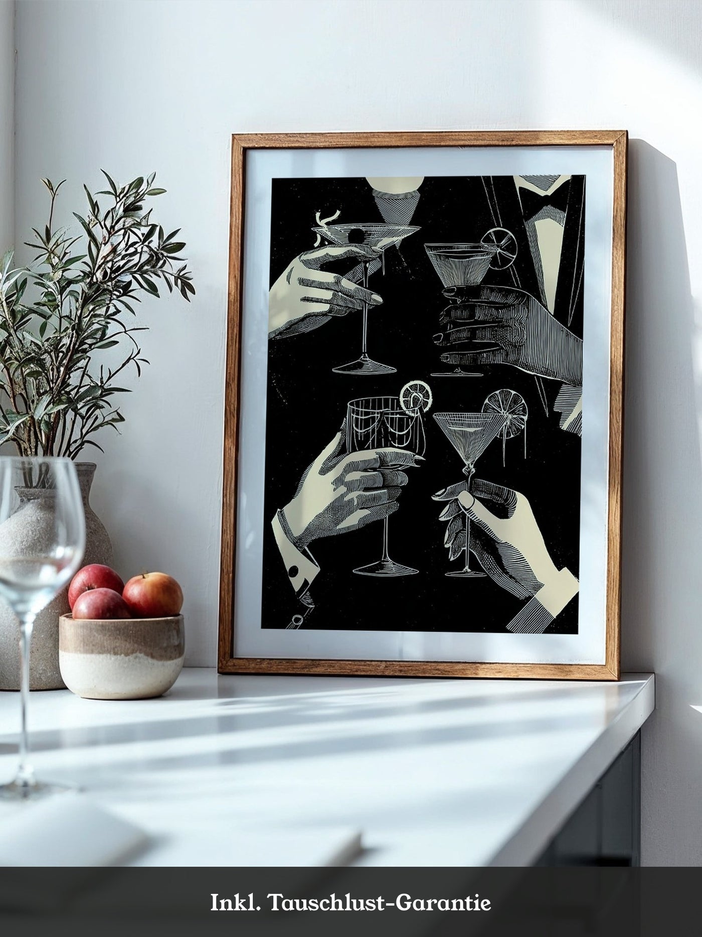 Cocktailgläser Retro Schwarz-Weiß