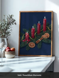 Rote Kerzen Tannenzweige Illustration