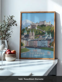 Salzburg Altstadt Pastellansicht