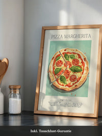 Pizza Margherita Illustration Vintage