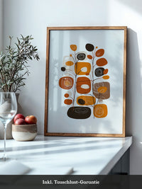 Abstrakte Blumen Braun Orange