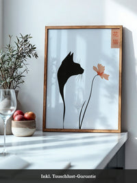 Katzen Silhouette Blume Minimalistisch