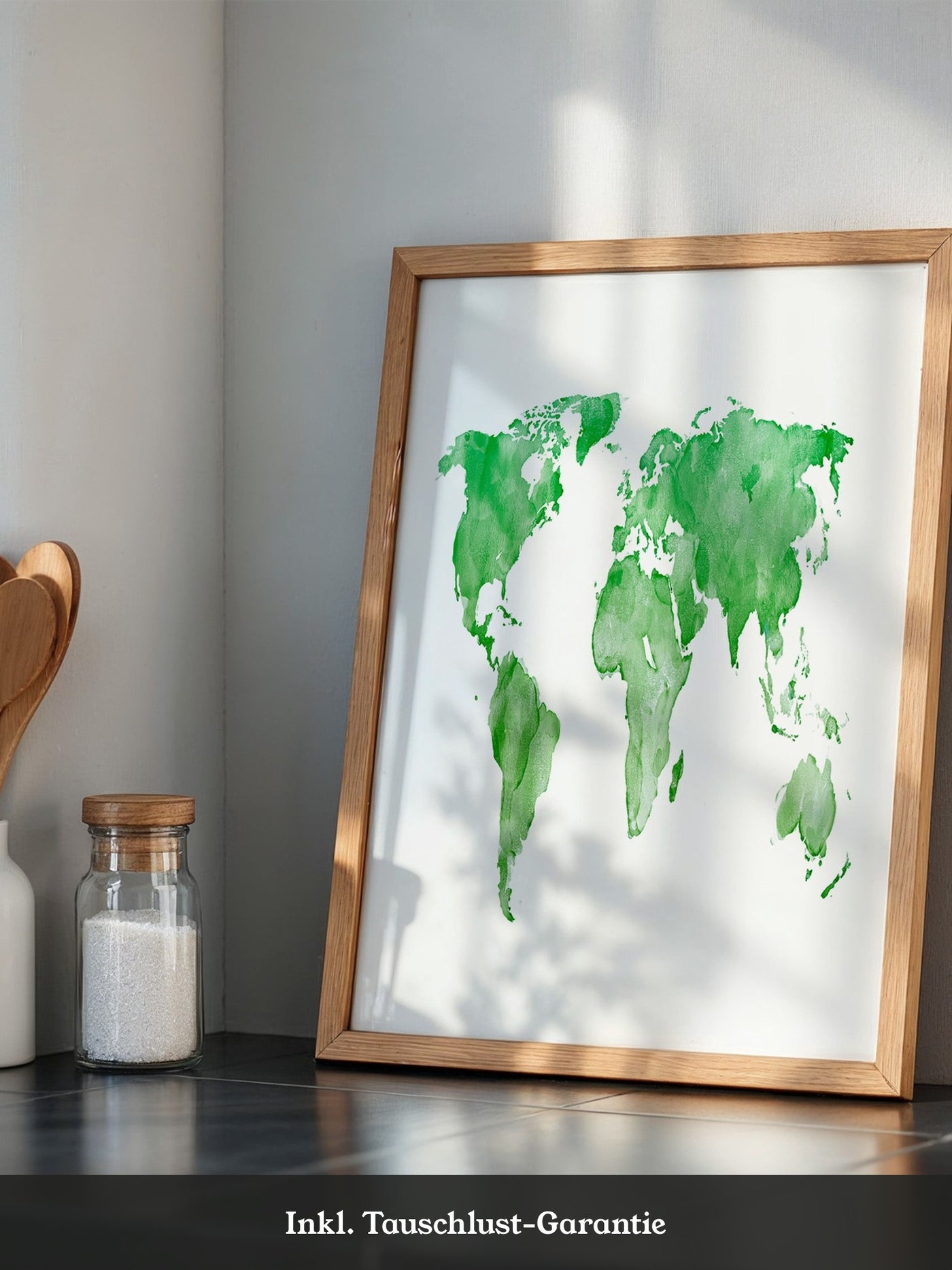 Weltkarte Aquarell grün