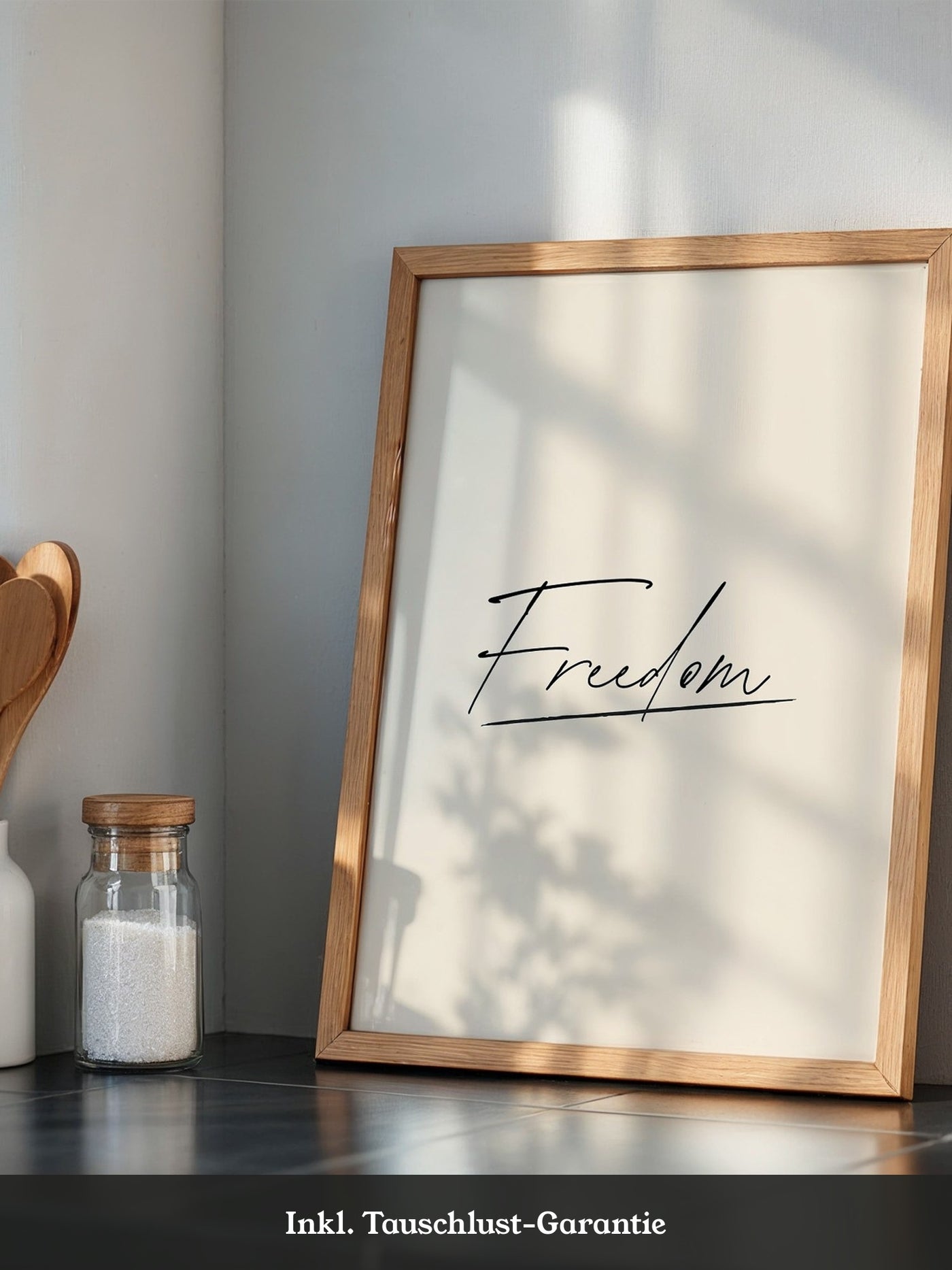 Freedom Schrift Schwarz Beige