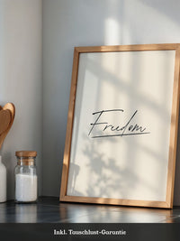 Freedom Schrift Schwarz Beige