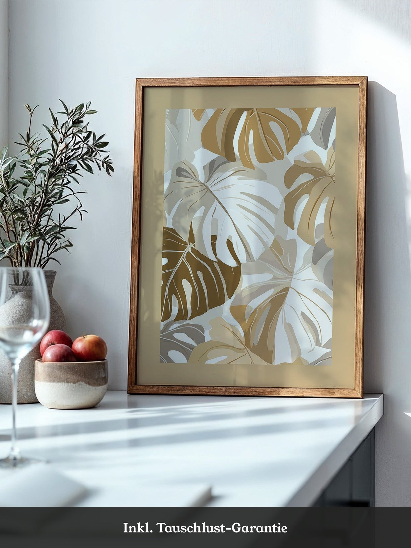 Monstera Blätter Beige Töne