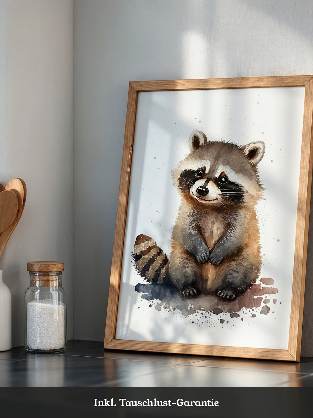 Waschbär Aquarell verspielt