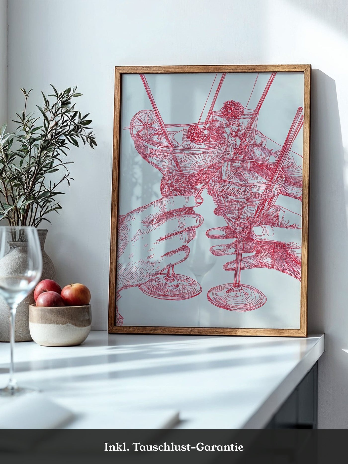 Cocktailzeichnung Rote Linie
