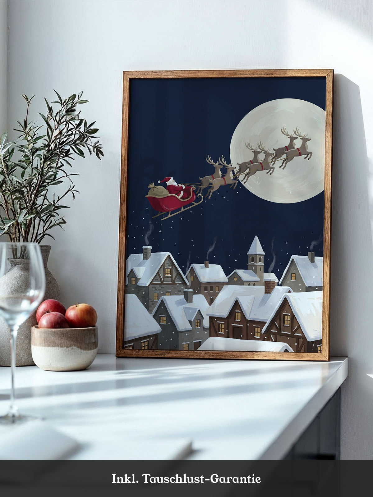 Weihnachtsmann Schlitten Mond