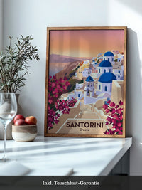 Santorini Stadtansicht Pastellfarben