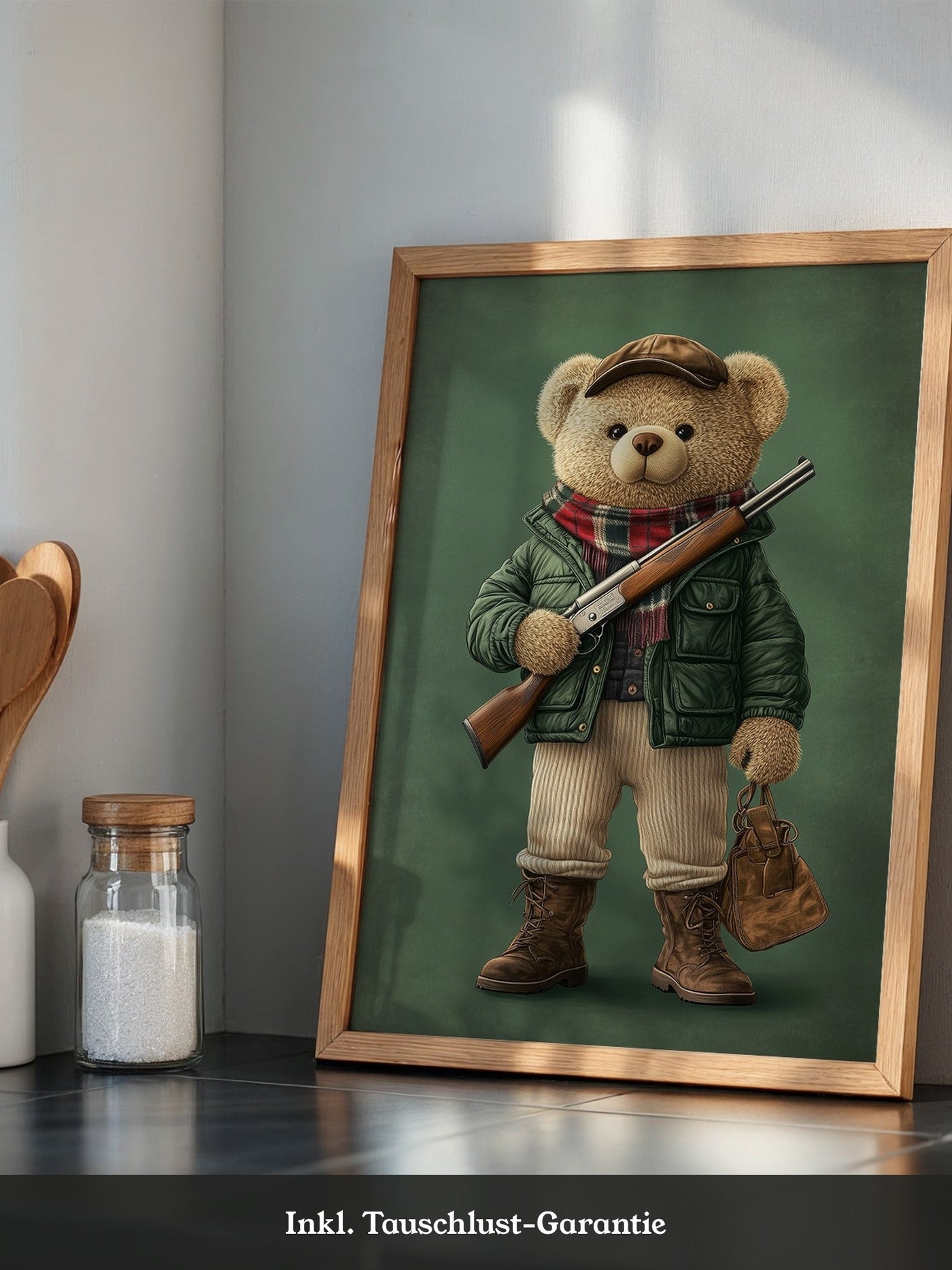 Teddybär Abenteurer Grünkleidung