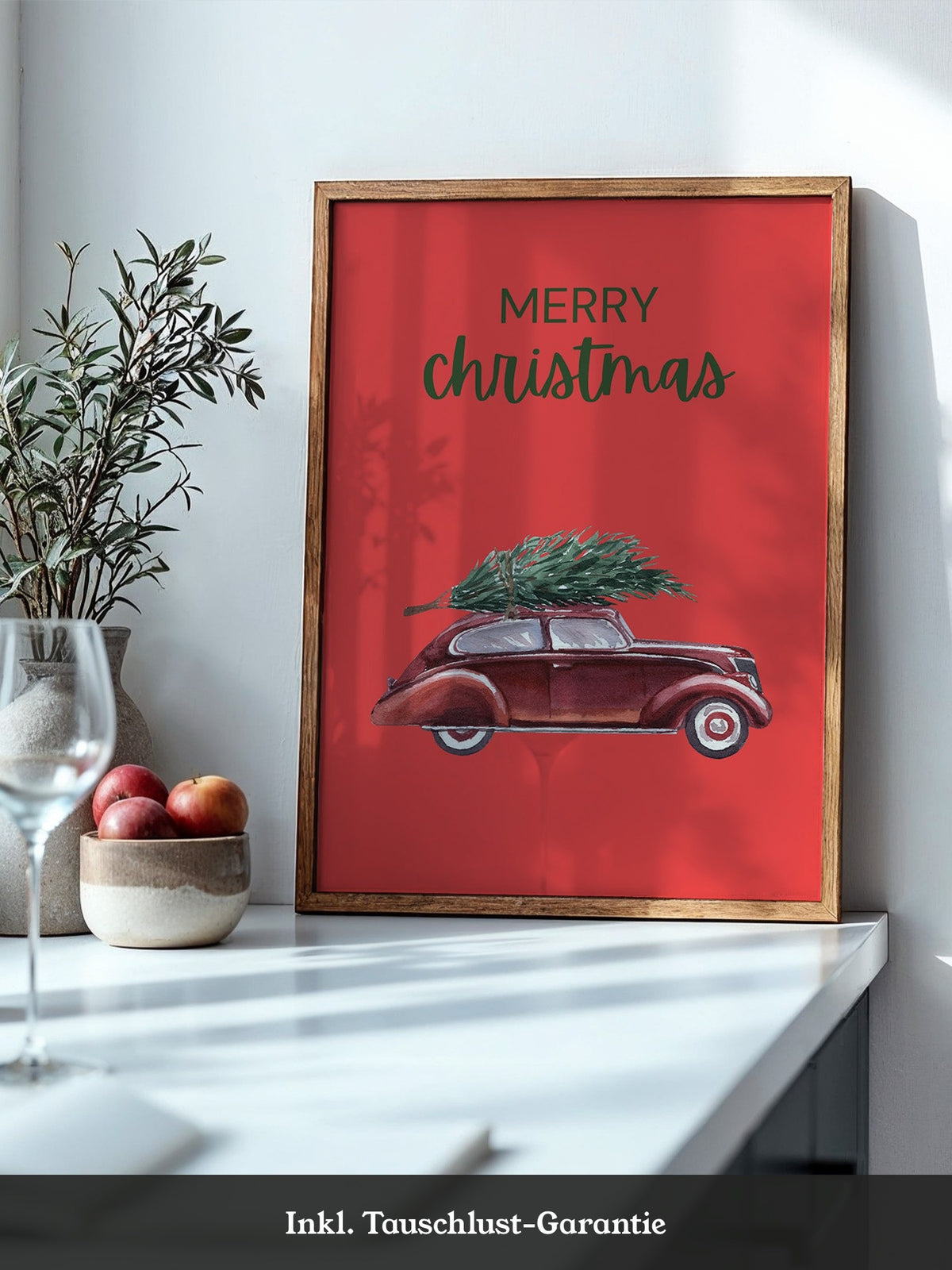 Auto mit Tannenbaum Rot